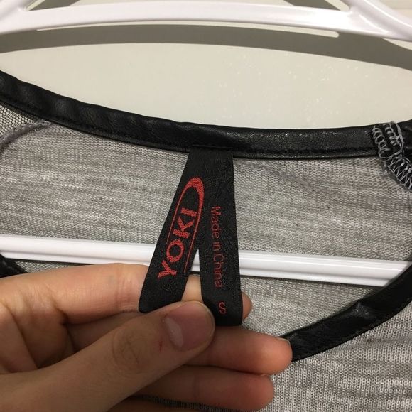 Yoki Black/Grey Long Sleeve Mesh Top Size S - Picture 8 of 8